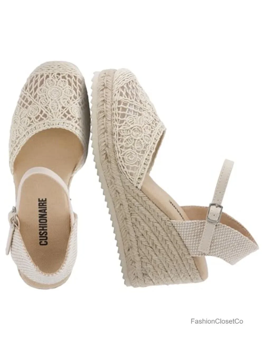 Flora Platform Espadrilles, Wedge Closed Toe Sandals with Ankle Strap and